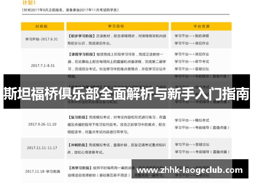 斯坦福桥俱乐部全面解析与新手入门指南 斯坦福桥俱乐部全面解析与新手入门指南